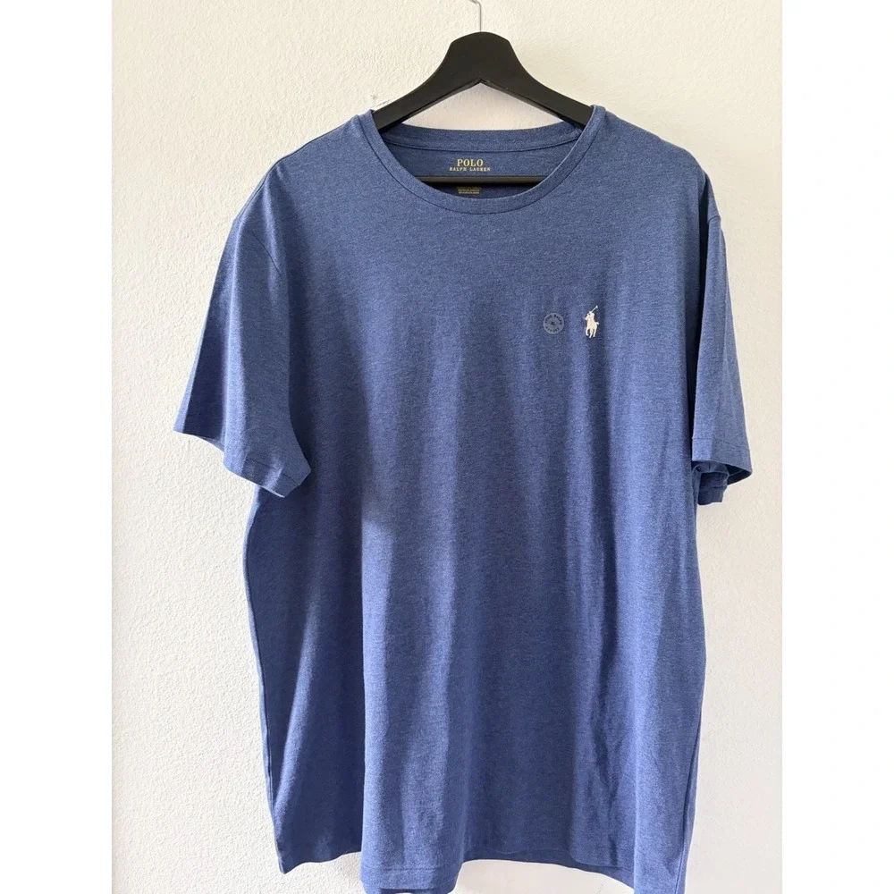 Polo Ralph Lauren T-Shirt Men's XL Heather Blue Crew Neck Short Sleeve Logo